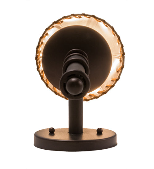 Meyda Lighting Amada 6" Mahogany Bronze Wall Sconce With Beige Faux Leather Shade