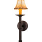 Meyda Lighting Amada 6" Mahogany Bronze Wall Sconce With Beige Faux Leather Shade