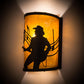 Meyda Lighting Amarillo 8" Textured Black Wall Sconce With Amber Mica Shade Glass
