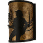 Meyda Lighting Amarillo 8" Textured Black Wall Sconce With Amber Mica Shade Glass