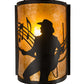 Meyda Lighting Amarillo 8" Textured Black Wall Sconce With Amber Mica Shade Glass