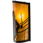 Meyda Lighting Amarillo 8" Textured Black Wall Sconce With Amber Mica Shade Glass