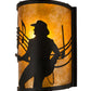 Meyda Lighting Amarillo 8" Textured Black Wall Sconce With Amber Mica Shade Glass