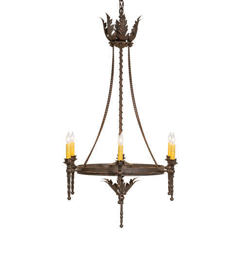 Meyda Lighting Amaury 24" 6-Light Gilded Tobacco Chandelier With Ivory Faux Candlelight