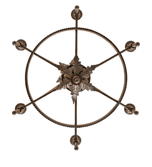Meyda Lighting Amaury 24" 6-Light Gilded Tobacco Chandelier With Ivory Faux Candlelight