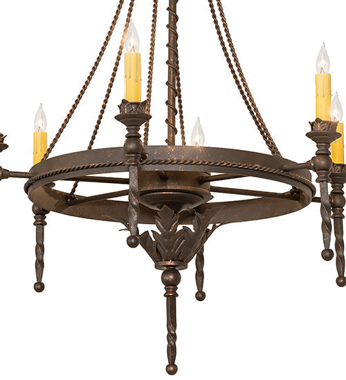 Meyda Lighting Amaury 24" 6-Light Gilded Tobacco Chandelier With Ivory Faux Candlelight