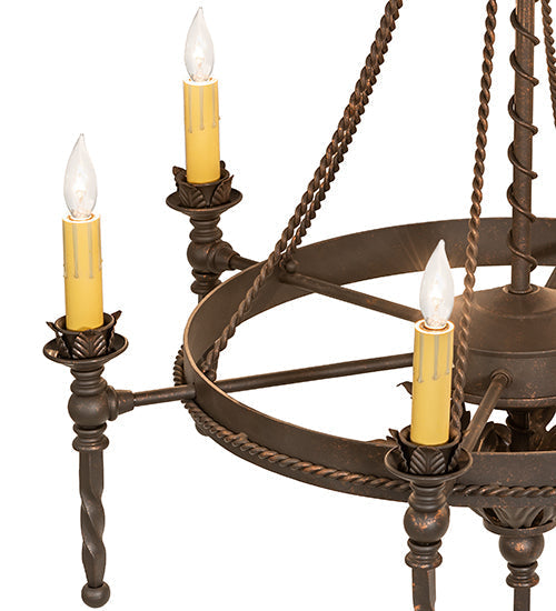 Meyda Lighting Amaury 24" 6-Light Gilded Tobacco Chandelier With Ivory Faux Candlelight