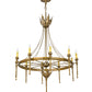 Meyda Lighting Amaury 36" 10-Light Buttered Brass Chandelier With Ivory Faux Candlelight