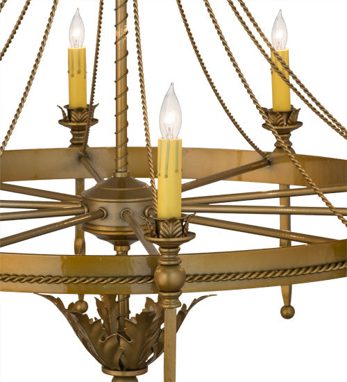 Meyda Lighting Amaury 36" 10-Light Buttered Brass Chandelier With Ivory Faux Candlelight