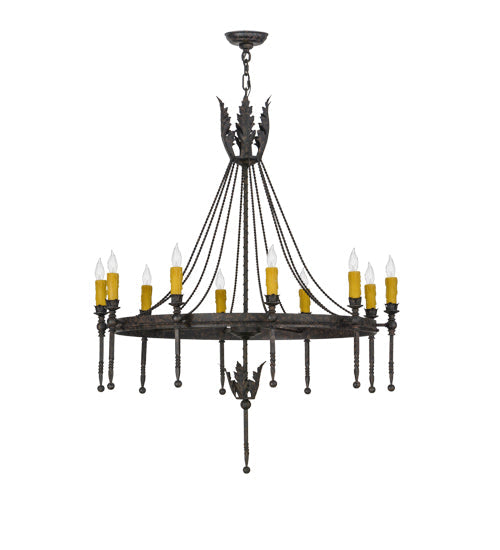 Meyda Lighting Amaury 36" 10-Light Coffee Bean Chandelier With Honey Amber Faux Candlelight