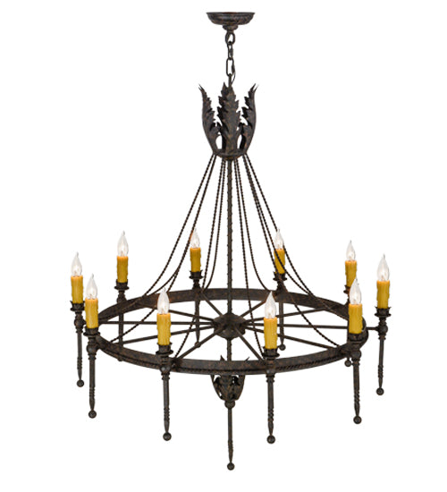 Meyda Lighting Amaury 36" 10-Light Coffee Bean Chandelier With Honey Amber Faux Candlelight