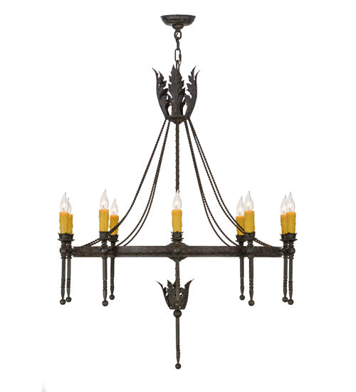 Meyda Lighting Amaury 36" 10-Light Coffee Bean Chandelier With Honey Amber Faux Candlelight