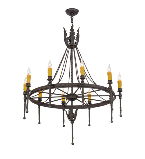 Meyda Lighting Amaury 36" 10-Light Coffee Bean Chandelier With Honey Amber Faux Candlelight