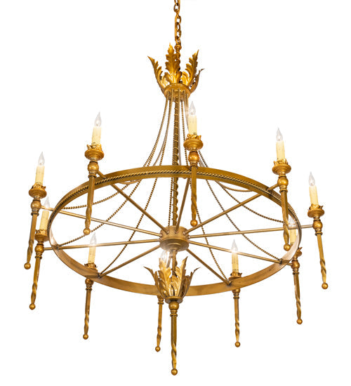 Meyda Lighting Amaury 36" 10-Light Transparent Gold Over Nickel Chandelier With Ivory Faux Candlelight