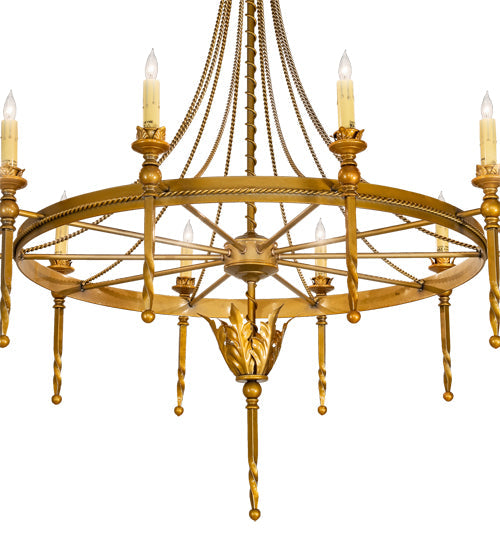 Meyda Lighting Amaury 36" 10-Light Transparent Gold Over Nickel Chandelier With Ivory Faux Candlelight