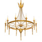 Meyda Lighting Amaury 36" 10-Light Transparent Gold Over Nickel Chandelier With Ivory Faux Candlelight