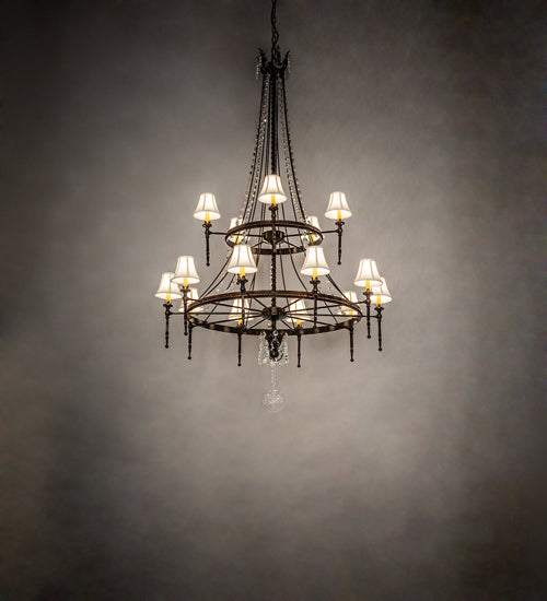 Meyda Lighting Amaury 48" 15-Light 2-Tier Delmonico Bronze Chandelier With White Trumpet Cream Shade