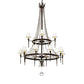Meyda Lighting Amaury 48" 15-Light 2-Tier Delmonico Bronze Chandelier With White Trumpet Cream Shade