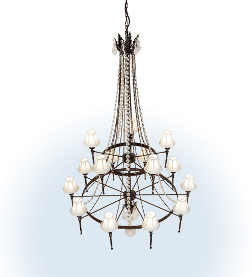 Meyda Lighting Amaury 48" 15-Light 2-Tier Delmonico Bronze Chandelier With White Trumpet Cream Shade