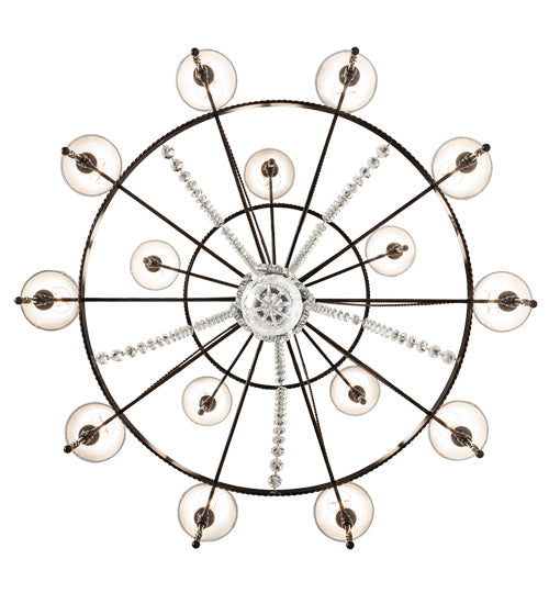 Meyda Lighting Amaury 48" 15-Light 2-Tier Delmonico Bronze Chandelier With White Trumpet Cream Shade