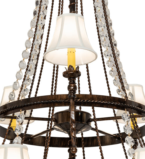 Meyda Lighting Amaury 48" 15-Light 2-Tier Delmonico Bronze Chandelier With White Trumpet Cream Shade