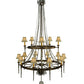 Meyda Lighting Amaury 55" 15-Light 2-Tier Corinth Chandelier With Cream Textrene Shade
