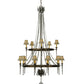 Meyda Lighting Amaury 55" 15-Light 2-Tier Corinth Chandelier With Cream Textrene Shade