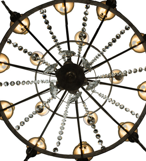 Meyda Lighting Amaury 55" 15-Light 2-Tier Corinth Chandelier With Cream Textrene Shade