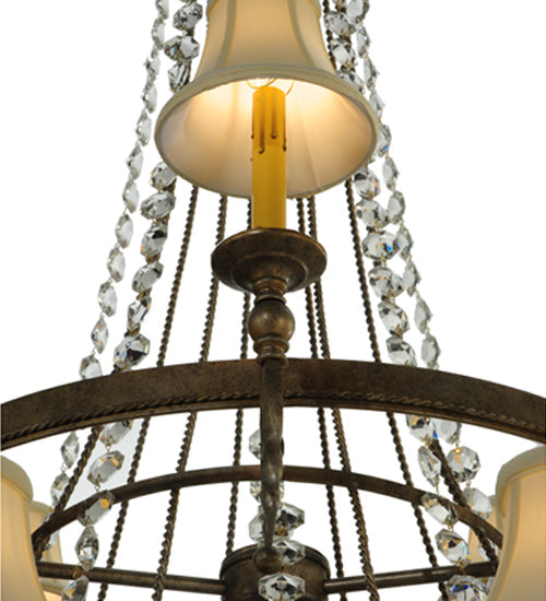 Meyda Lighting Amaury 55" 15-Light 2-Tier Corinth Chandelier With Cream Textrene Shade