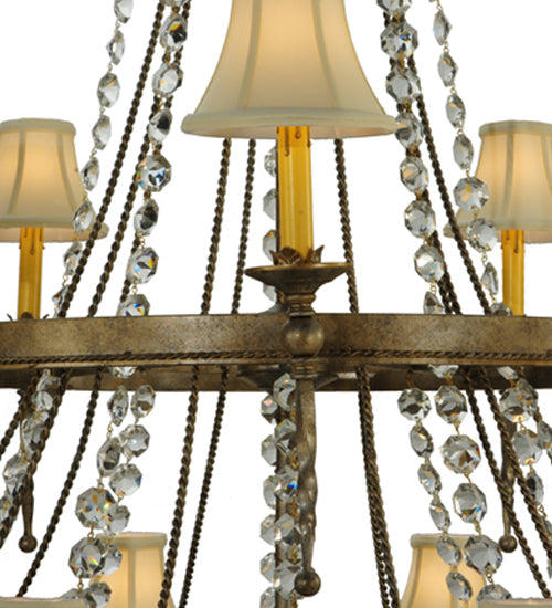 Meyda Lighting Amaury 55" 15-Light 2-Tier Corinth Chandelier With Cream Textrene Shade