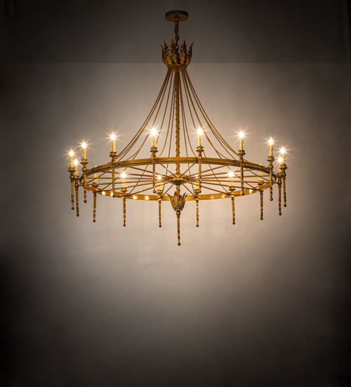 Meyda Lighting Amaury 56" 16-Light Transparent Gold Over Nickel Chandelier With Ivory Faux Candlelight