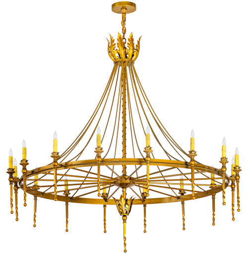 Meyda Lighting Amaury 56" 16-Light Transparent Gold Over Nickel Chandelier With Ivory Faux Candlelight