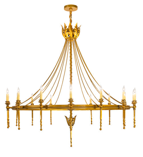 Meyda Lighting Amaury 56" 16-Light Transparent Gold Over Nickel Chandelier With Ivory Faux Candlelight