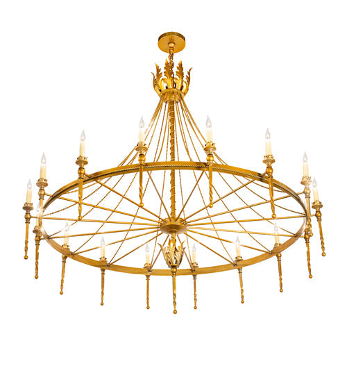 Meyda Lighting Amaury 56" 16-Light Transparent Gold Over Nickel Chandelier With Ivory Faux Candlelight