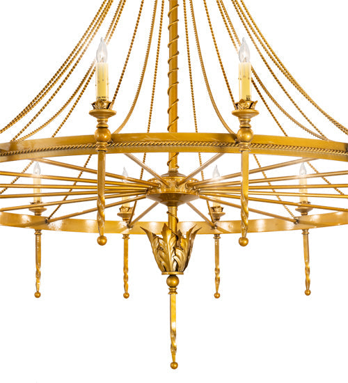 Meyda Lighting Amaury 56" 16-Light Transparent Gold Over Nickel Chandelier With Ivory Faux Candlelight
