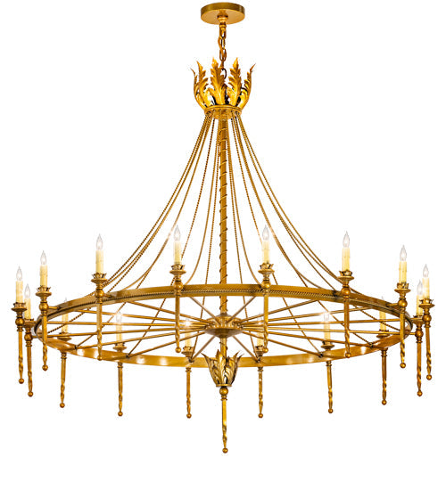 Meyda Lighting Amaury 56" 16-Light Transparent Gold Over Nickel Chandelier With Ivory Faux Candlelight