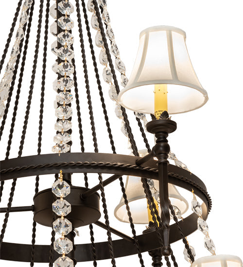 Meyda Lighting Amaury 56" 21-Light 3-Tier Oil Rubbed Bronze Chandelier With White Parchment Shade
