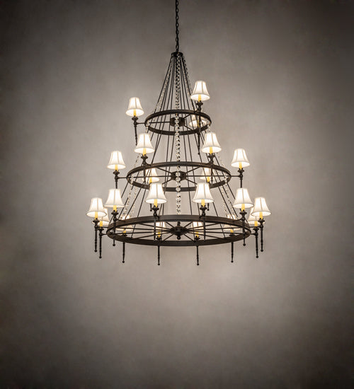 Meyda Lighting Amaury 56" 21-Light 3-Tier Oil Rubbed Bronze Chandelier With White Parchment Shade