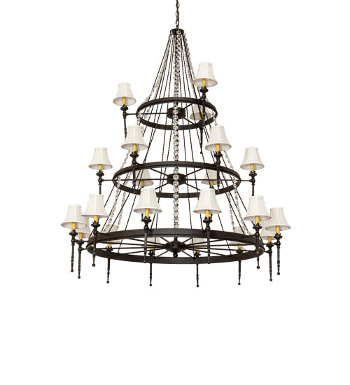 Meyda Lighting Amaury 56" 21-Light 3-Tier Oil Rubbed Bronze Chandelier With White Parchment Shade