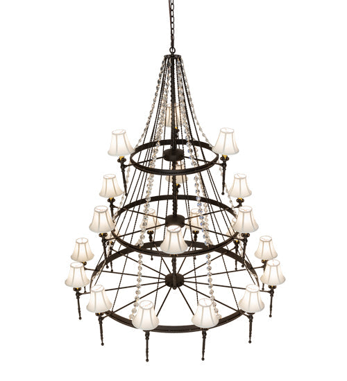 Meyda Lighting Amaury 56" 21-Light 3-Tier Oil Rubbed Bronze Chandelier With White Parchment Shade
