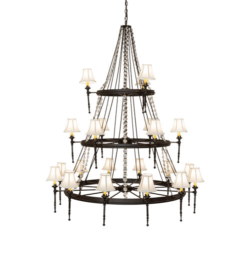 Meyda Lighting Amaury 56" 21-Light 3-Tier Oil Rubbed Bronze Chandelier With White Parchment Shade