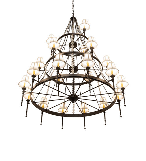 Meyda Lighting Amaury 56" 21-Light 3-Tier Oil Rubbed Bronze Chandelier With White Parchment Shade