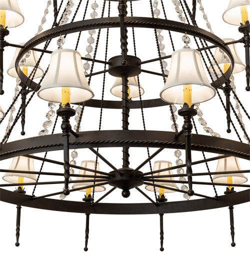 Meyda Lighting Amaury 56" 21-Light 3-Tier Oil Rubbed Bronze Chandelier With White Parchment Shade
