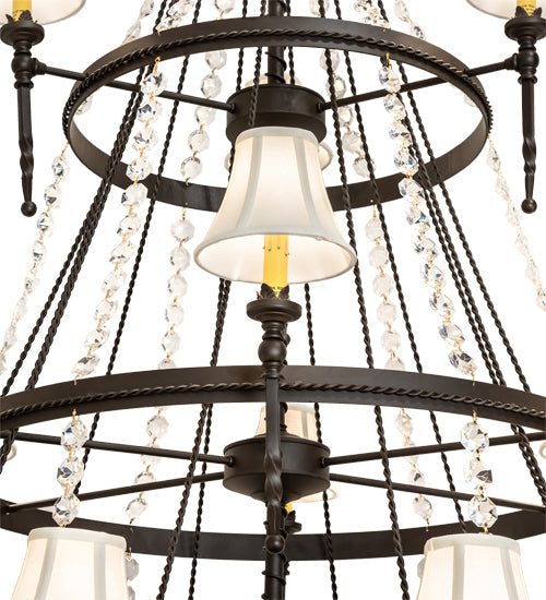 Meyda Lighting Amaury 56" 21-Light 3-Tier Oil Rubbed Bronze Chandelier With White Parchment Shade