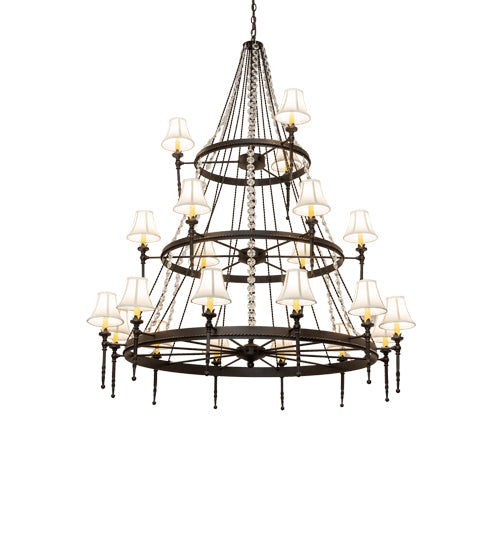 Meyda Lighting Amaury 56" 21-Light 3-Tier Oil Rubbed Bronze Chandelier With White Parchment Shade