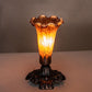 Meyda Lighting Amber Pond Lily 7" Mahogany Bronze Victorian Mini Table Lamp With Amber Shade Glass