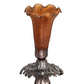 Meyda Lighting Amber Pond Lily 7" Mahogany Bronze Victorian Mini Table Lamp With Amber Shade Glass