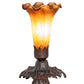 Meyda Lighting Amber Pond Lily 7" Mahogany Bronze Victorian Mini Table Lamp With Amber Shade Glass