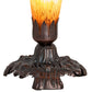 Meyda Lighting Amber Pond Lily 7" Mahogany Bronze Victorian Mini Table Lamp With Amber Shade Glass