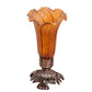 Meyda Lighting Amber Pond Lily 8" Mahogany Bronze Victorian Mini Table Lamp With Amber Shade Glass